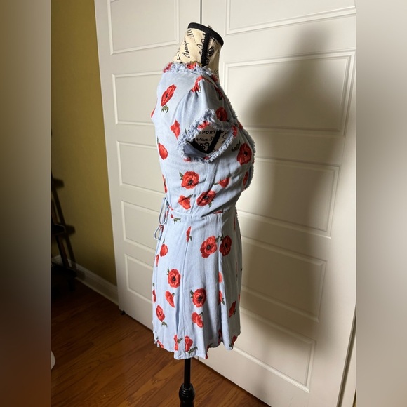 Reformation Garnet Wrap Dress Size Small Blue Poppy - Picture 5 of 8